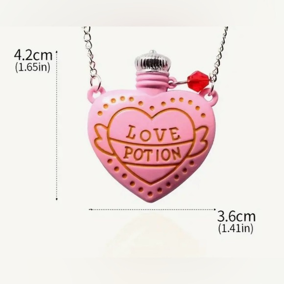 Love Potion Pink Bottle Necklace Heart Romance - Picture 4 of 9